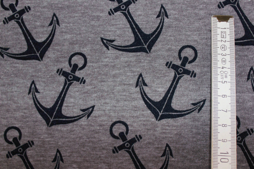 Preview: Alpenfleece/-sweat Anker grau meliert (10 cm)